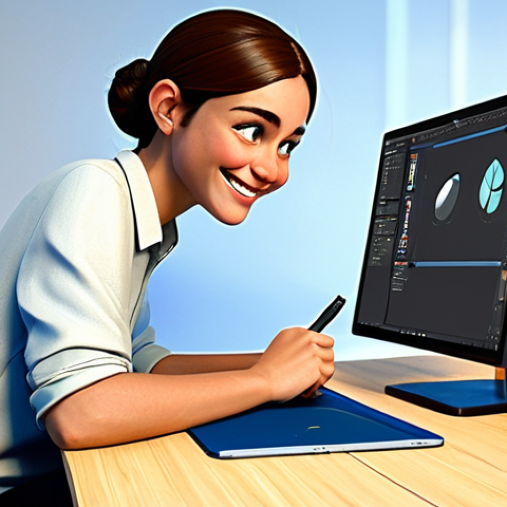 **

"A professional character designer, fully clothed in modest attire, working at a digital art station. The environment is a brightly lit modern animation studio with computers and drawing tablets. The character is smiling, focused on their work. Safe for work, appropriate content, perfect anatomy, correct proportions, natural pose, well-formed hands, proper finger count, natural body proportions, professional, family-friendly."

**