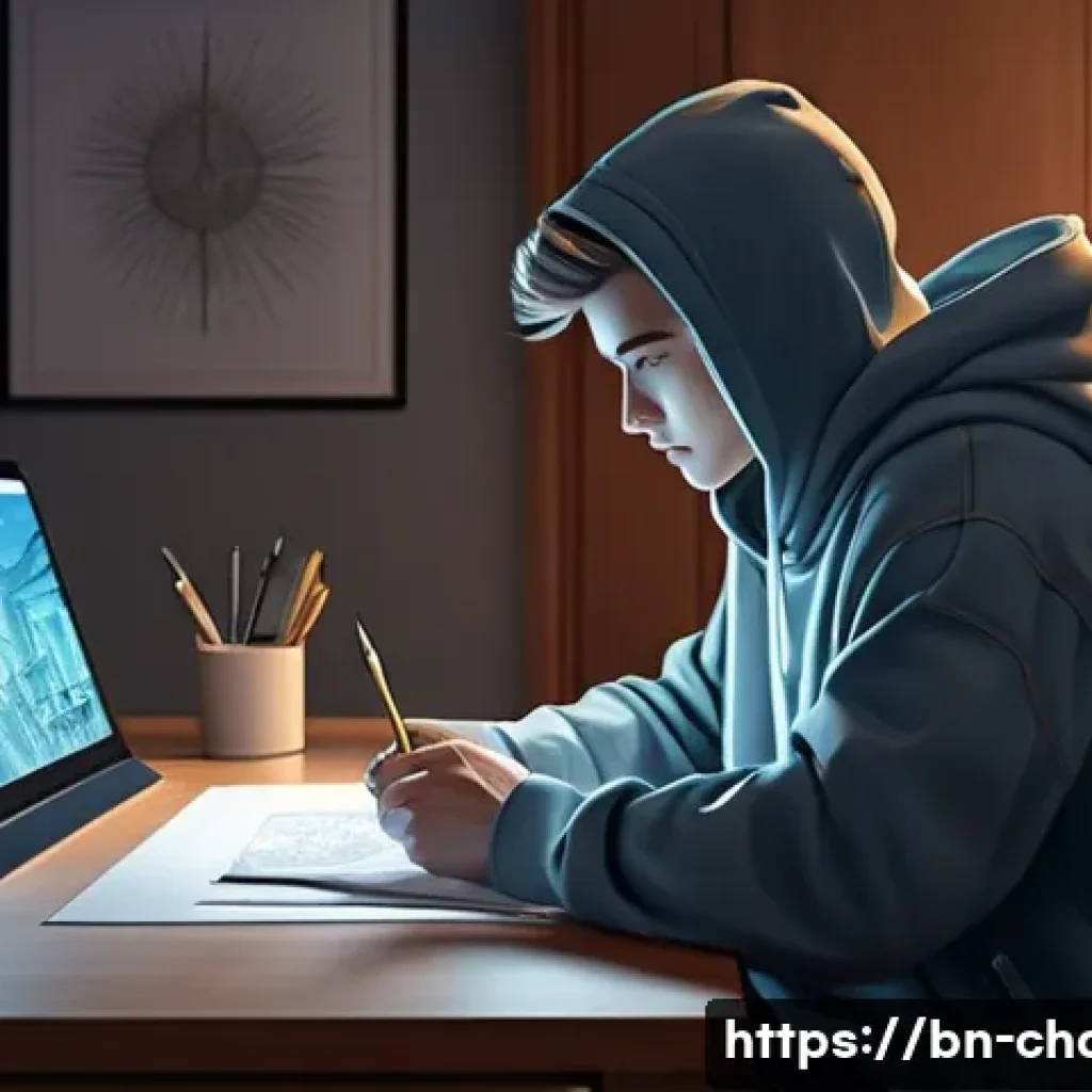 캐릭터디자인 자격증 학습에서 필요한 도구 - **Prompt 1: The Focused Digital Creator**
    A young adult, gender-neutral character, about 25 year...