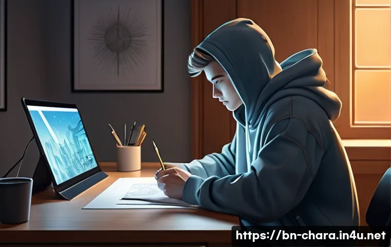 캐릭터디자인 자격증 학습에서 필요한 도구 - **Prompt 1: The Focused Digital Creator**
    A young adult, gender-neutral character, about 25 year...
