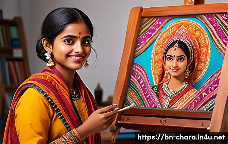 캐릭터디자인과 2D 애니메이션 제작기법 - A unique 2D animated character design featuring a young adult Bengali artist with warm brown skin, e...