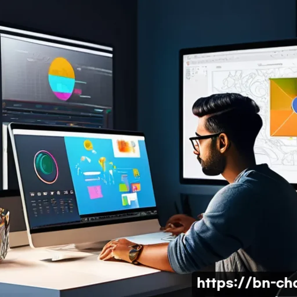 캐릭터디자인 AI 생성물의 저작권 이슈 - A creative workspace scene featuring a professional Bengali digital artist using AI tools on a sleek...