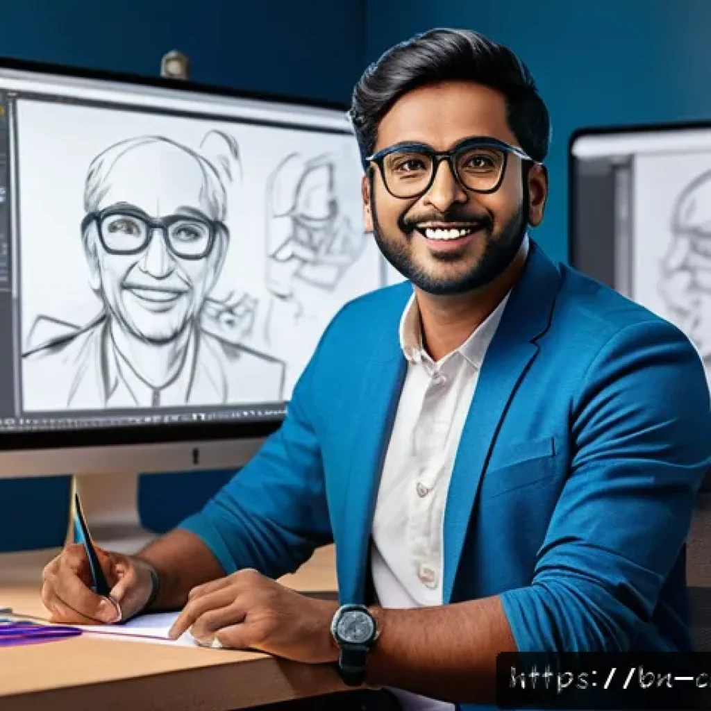 캐릭터디자인 직무 채용 면접 준비 - A confident Bengali character designer in a modern studio setting, wearing casual professional attir...