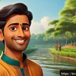 캐릭터디자인 학습을 위한 독서 목록 - A stylized cartoon character design of a young Bengali male adventurer, wearing traditional yet func...