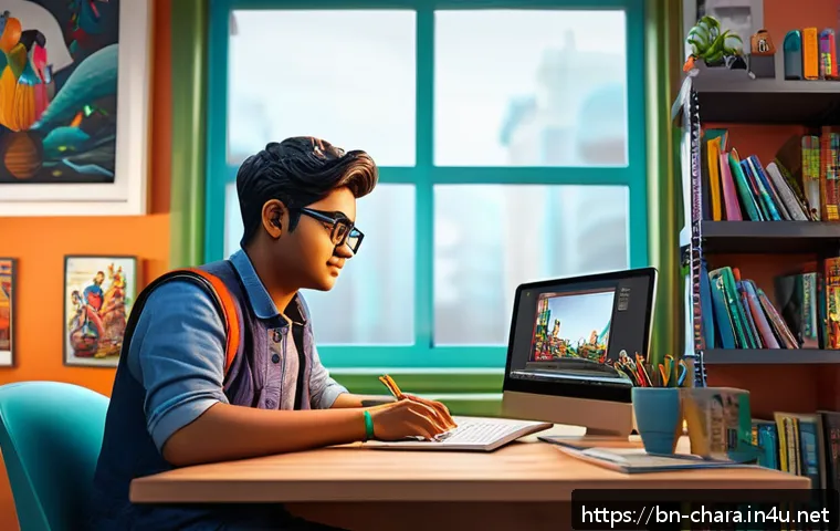 캐릭터디자이너 연봉 협상 팁 - A highly detailed digital character designer workspace scene featuring a skilled Bengali artist usin...